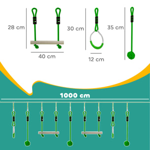 Tyrolienne enfant 10m max. 50Kg - kit complet - nombreux accessoires - vert