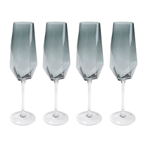 Flûtes à champagne Diamond fumé set de 4 Kare Design