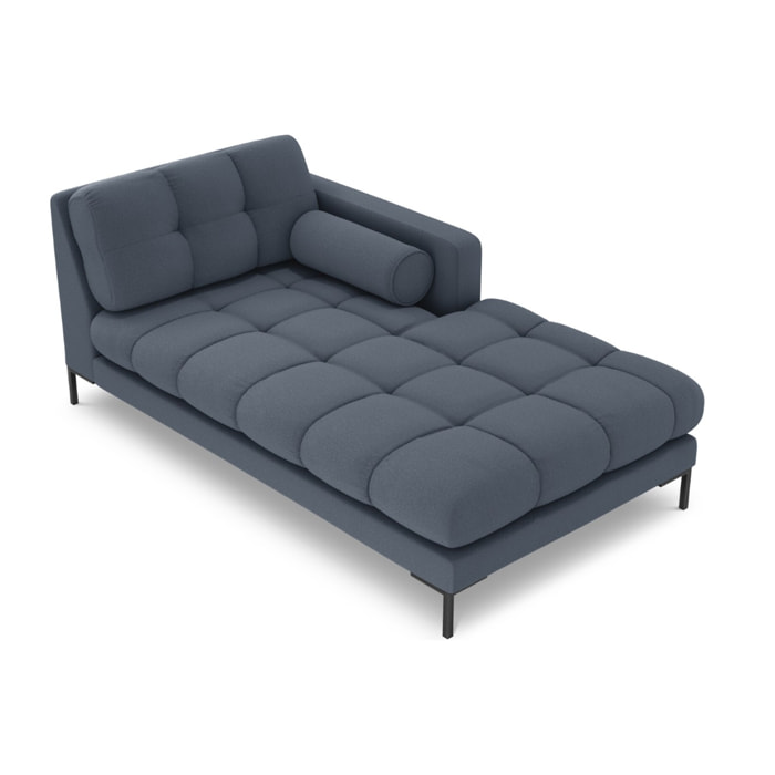 Méridienne droite "Bali" en tissu structurel bleu foncé