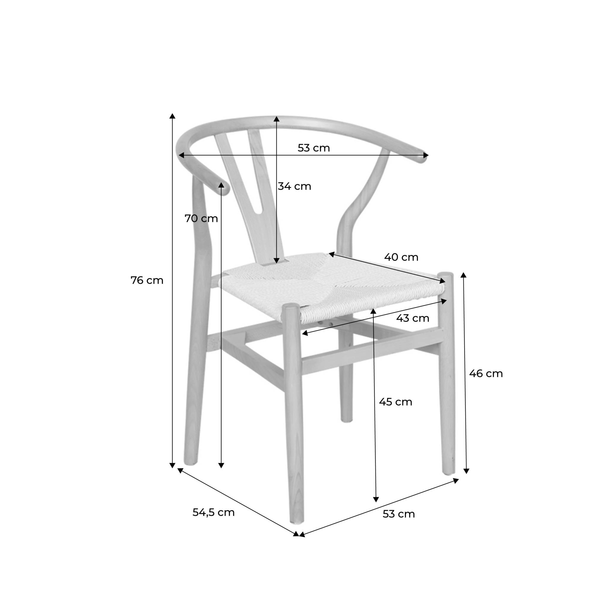 Chaise vintage bois de hêtre et cordes (lot de 2) CECILE