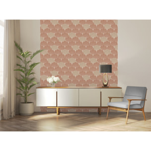 Papier peint éventails Art Déco terracotta beige