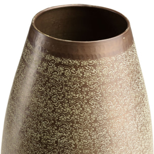 HONORE - Vase aluminium 40x70cm motifs arabesques fleuris vert vieilli