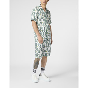 PHILIPP PLEIN Silk Bowling Shirt Tennis