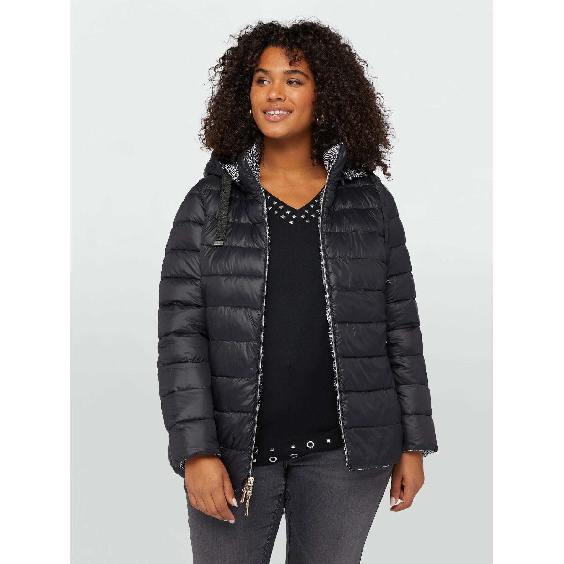 Fiorella Rubino - Anorak reversible estampado en Sorona® Aura - Negro