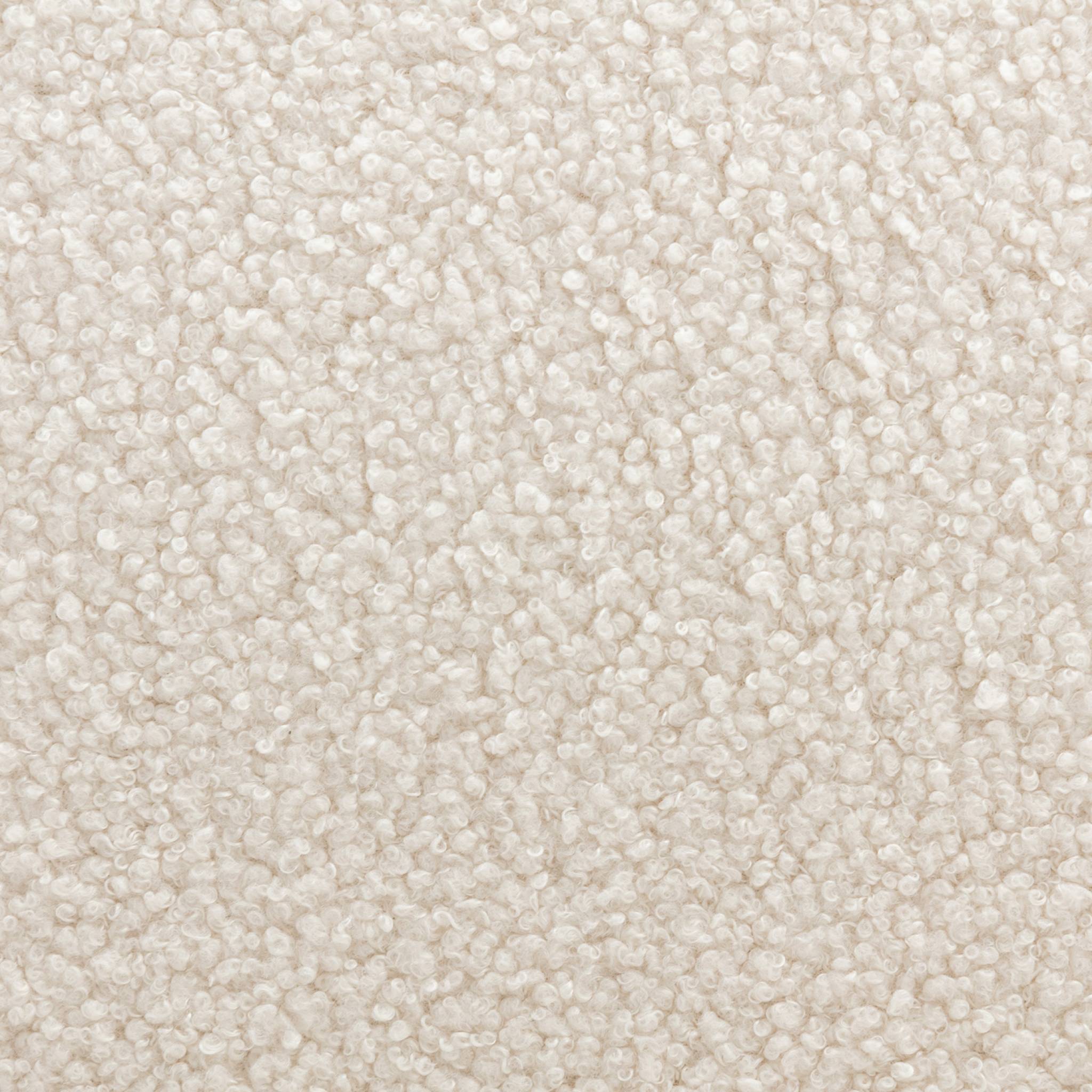 Fauteuil scandinave bois d'hévéa et dossier arrondi en bouclette blanche - AMELIE