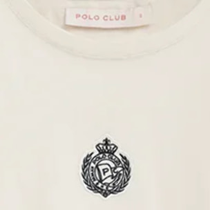 Maglietta ecrù a maniche corte con ricamo nautico Polo Club