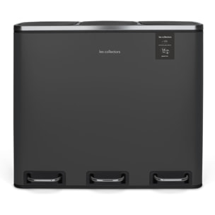 Les Collectors Nº990 – Papelera con pedal de 3 compartimentos, 54L, gris antracita