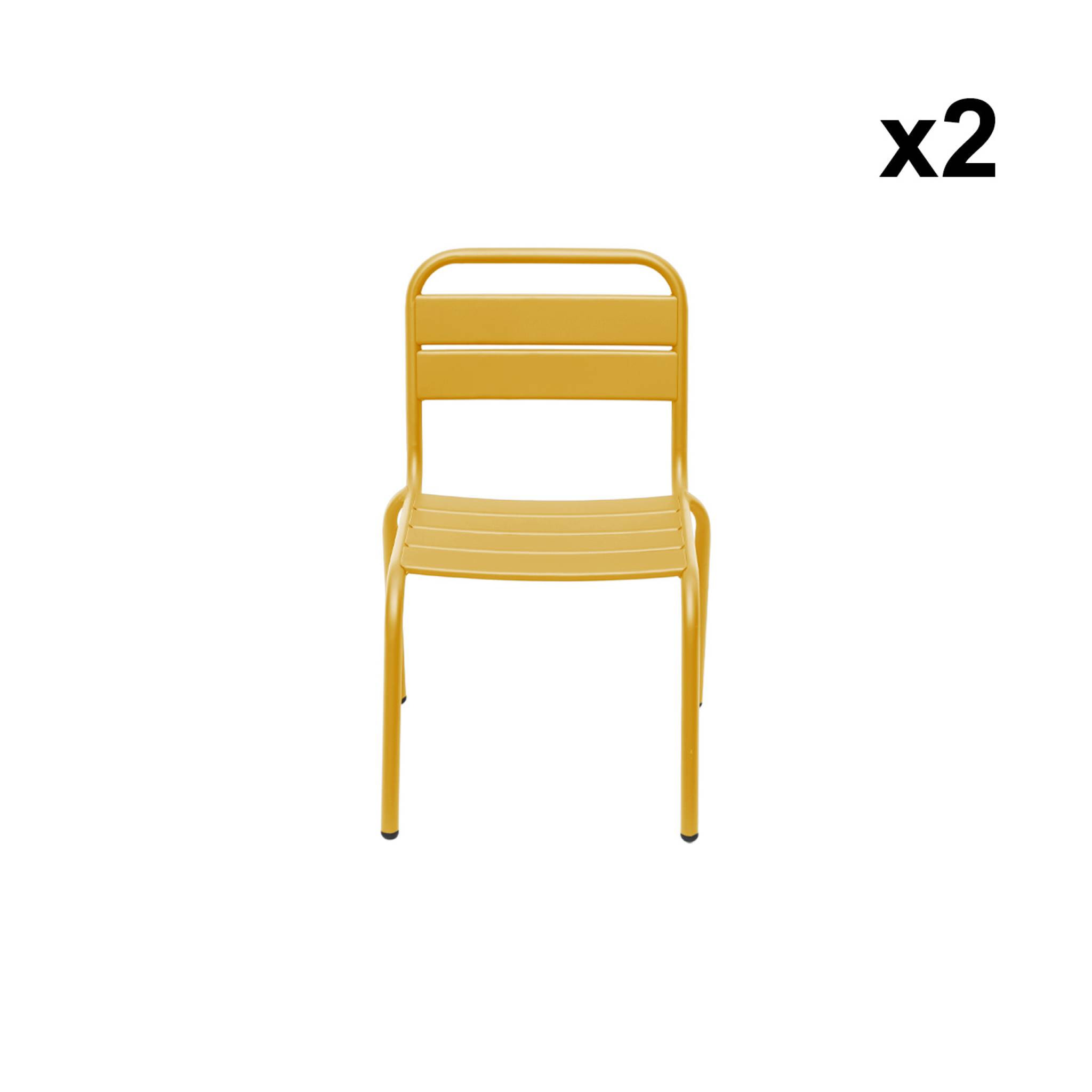 Lot de 2 chaises en métal jaune pour enfant. salon de jardin enfant