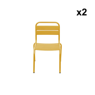 Lot de 2 chaises en métal jaune pour enfant. salon de jardin enfant