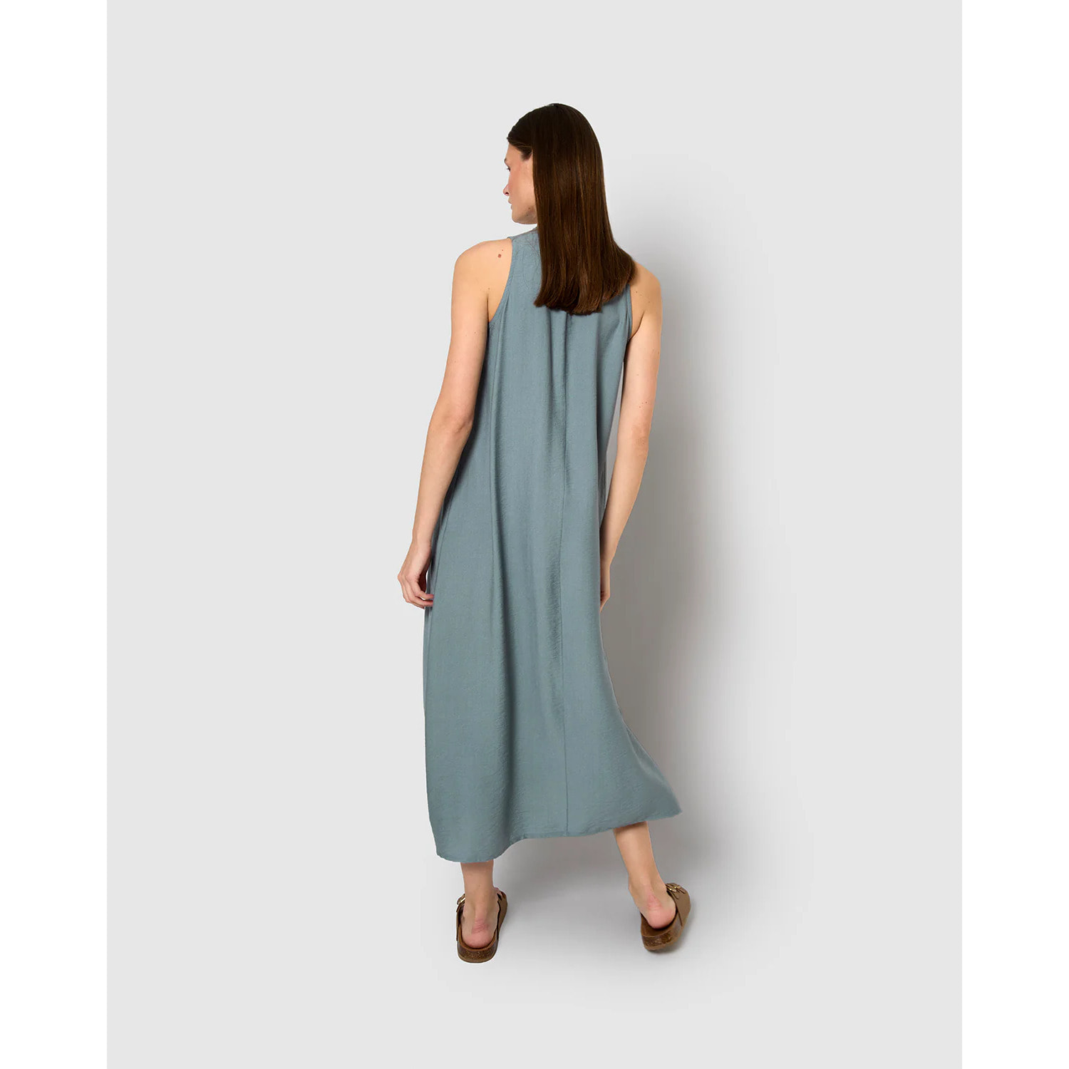 Vestido largo sin mangas fluido índigo