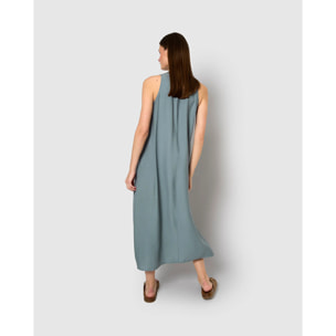 Vestido largo sin mangas fluido índigo