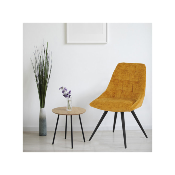 Chaise rotative 180° en tissu doux et pieds en métal noir - TOINOU