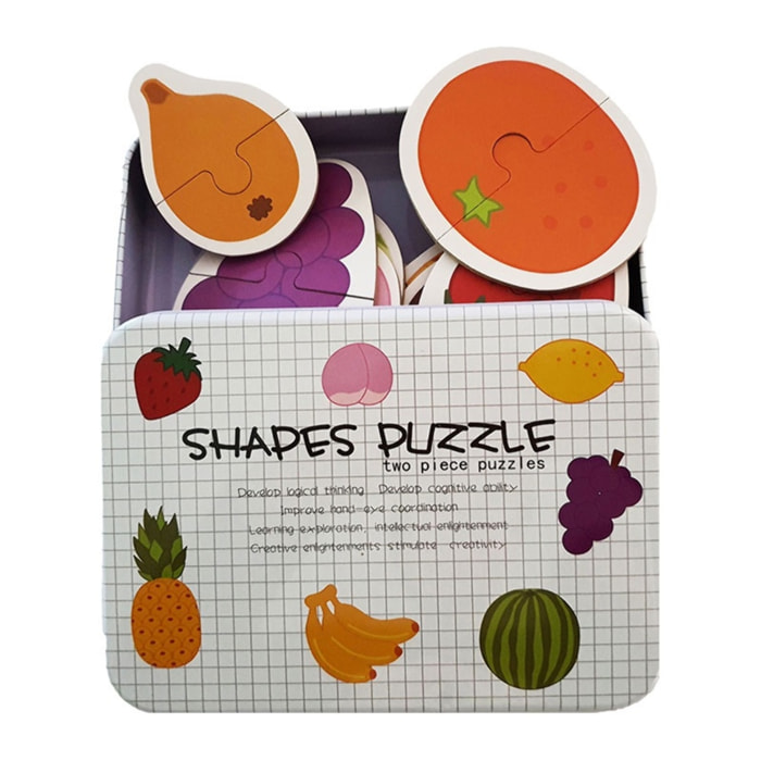 PUZLES MÚLTIPLES 13 EN 1: FRUTAS 2pcs/puzle (CAJA METÁLICA)