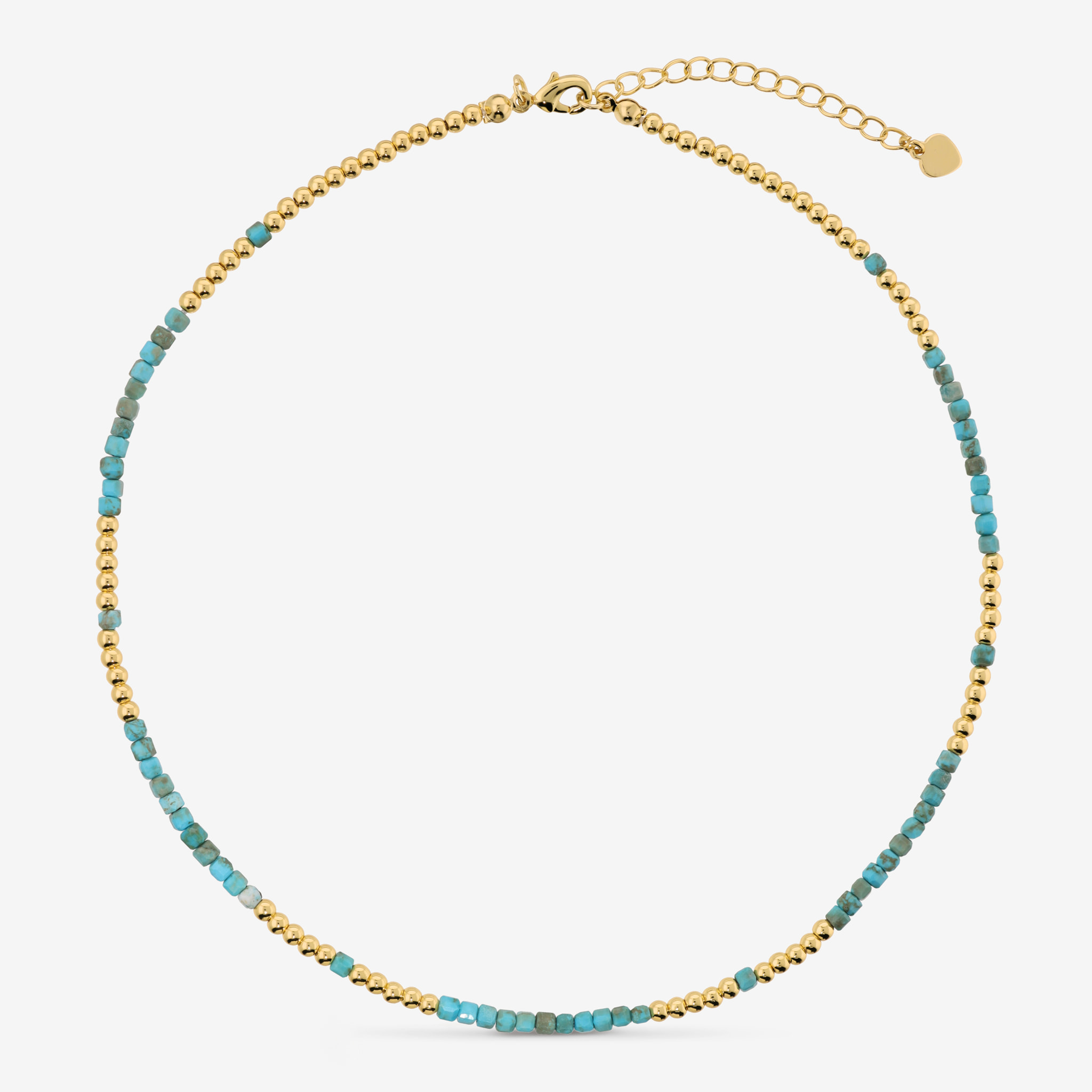Collana Girocollo con Pietre Naturali Azzurre e Bead Lucide