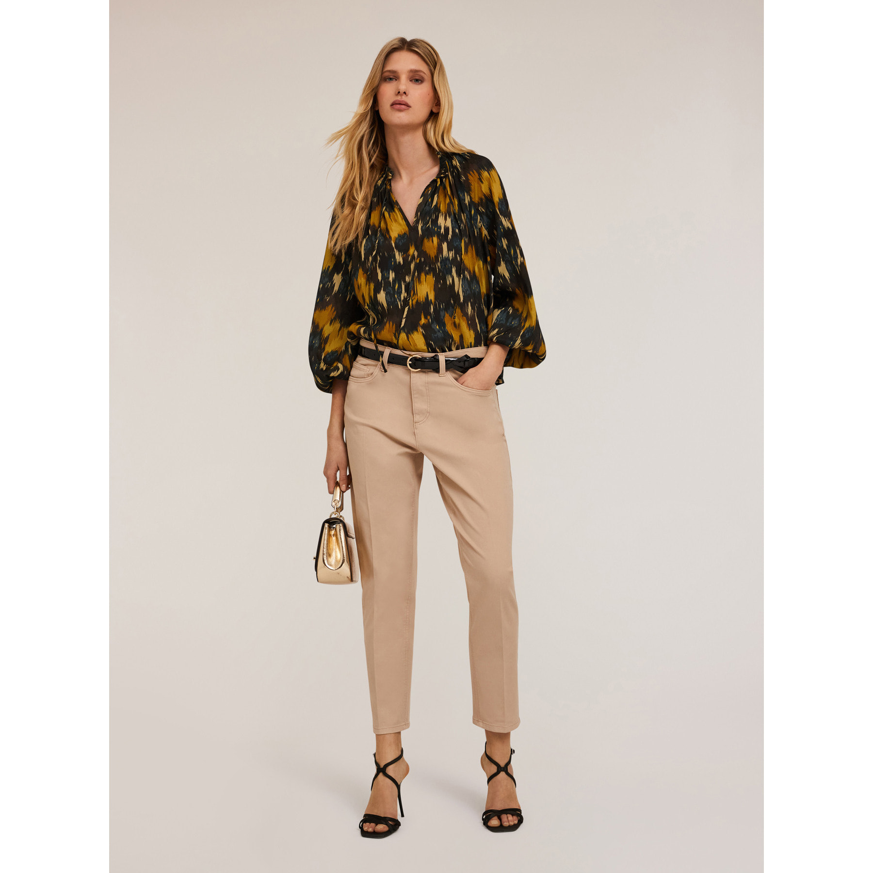 Motivi - Pantalón carrot Rianne de algodón - Beige