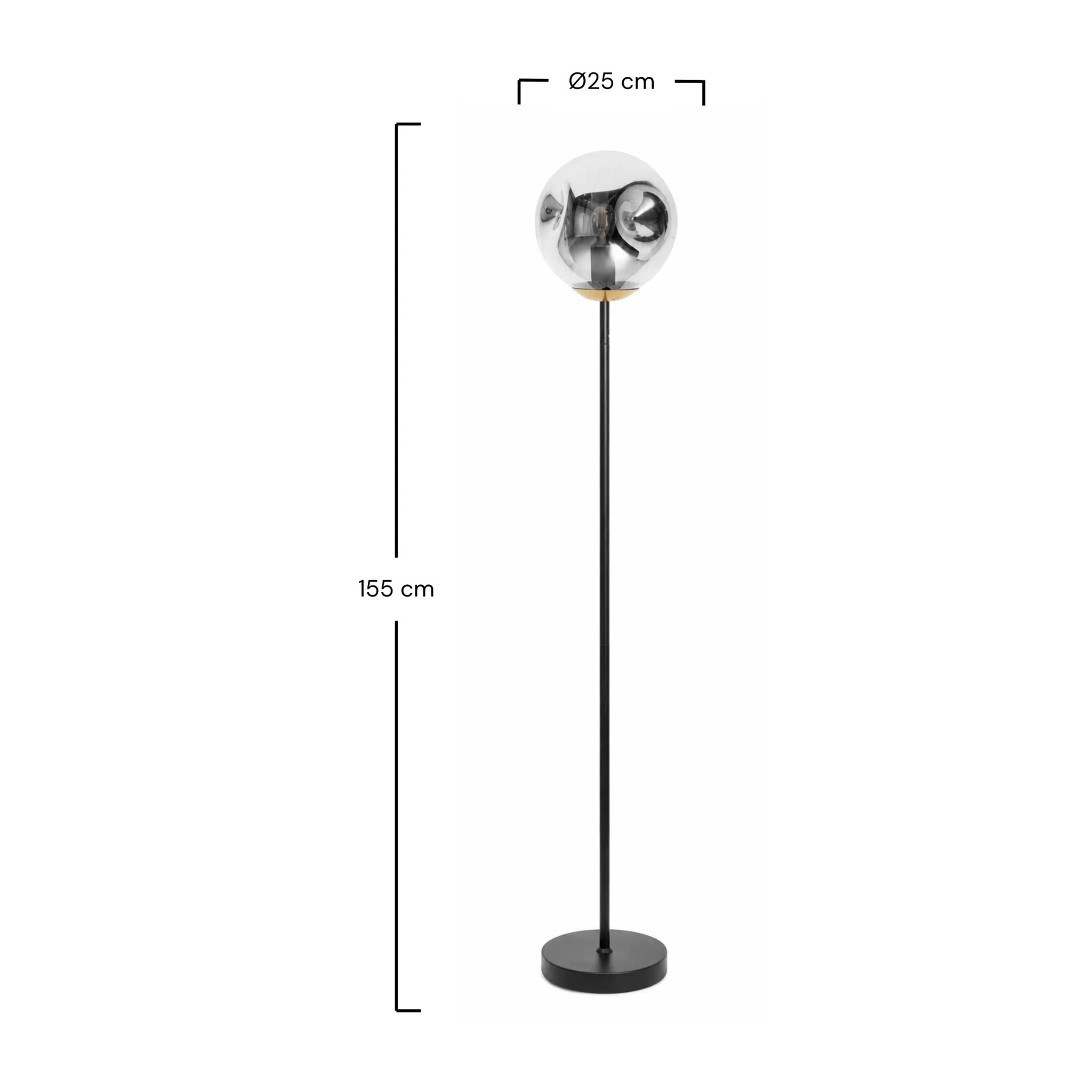 Lampadaire chrome en verre et métal  - Brume