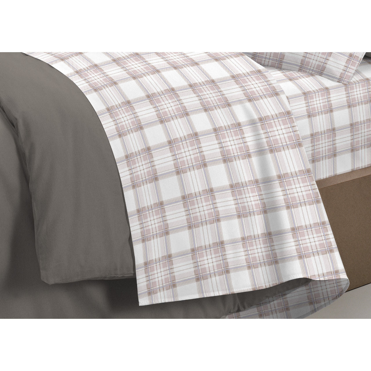 Completo Lenzuola In 100% Cotone Orsetto Tartan Primavera