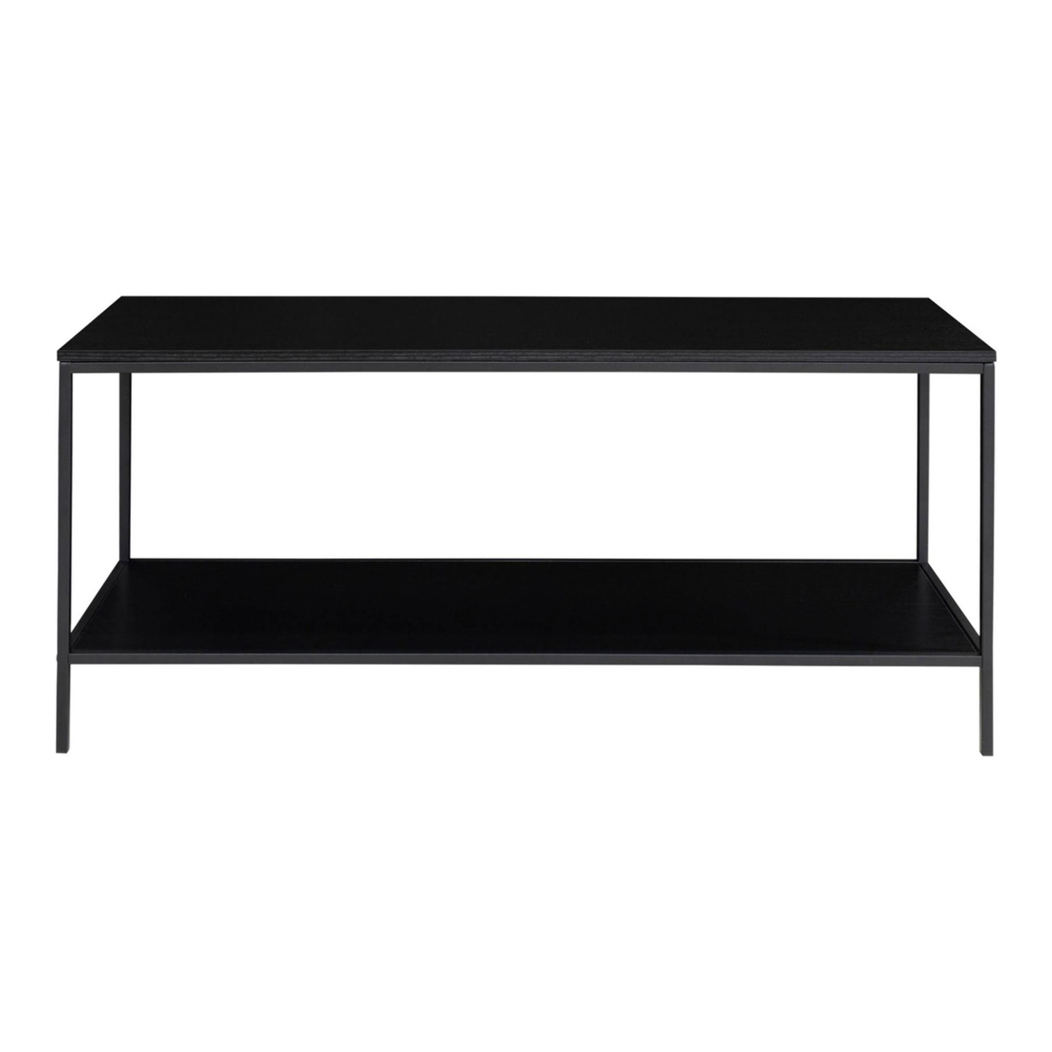 Mobile TV Vita a 2 ripiani in nero con struttura in acciaio, 100×36×45 cm