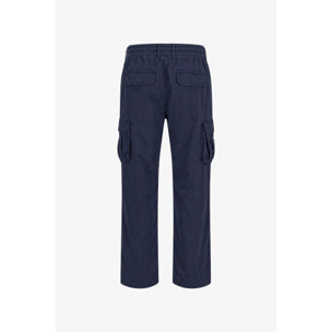 Pantaloni Esercito cargo in lino blu uomo