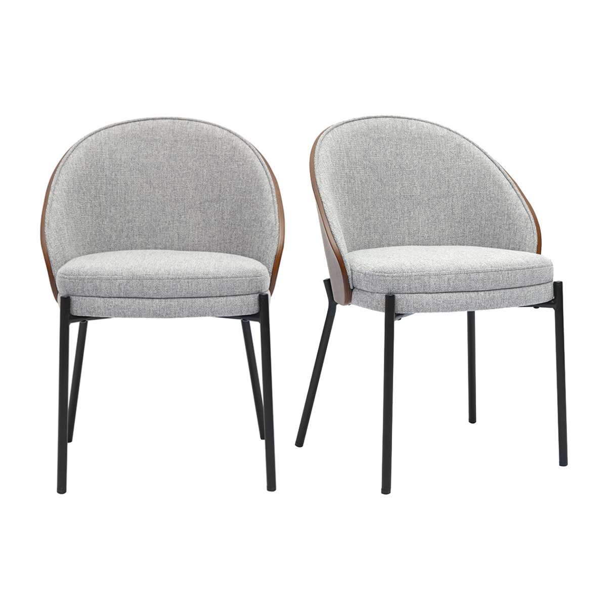 Chaises en tissu effet velours texturé gris, bois foncé et métal (lot de 2) TUCSON