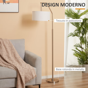 HOMCOM Lampada da Terra Moderna in Acciaio con Paralume in Tessuto, 65x33x158cm - Bianco