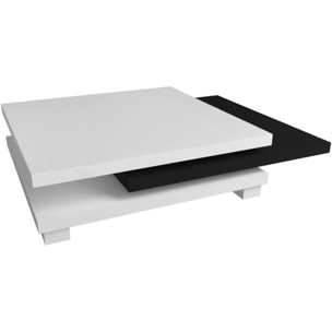 Table basse "Elena" - 80 x 80 x 32 cm - Blanc / Noir
