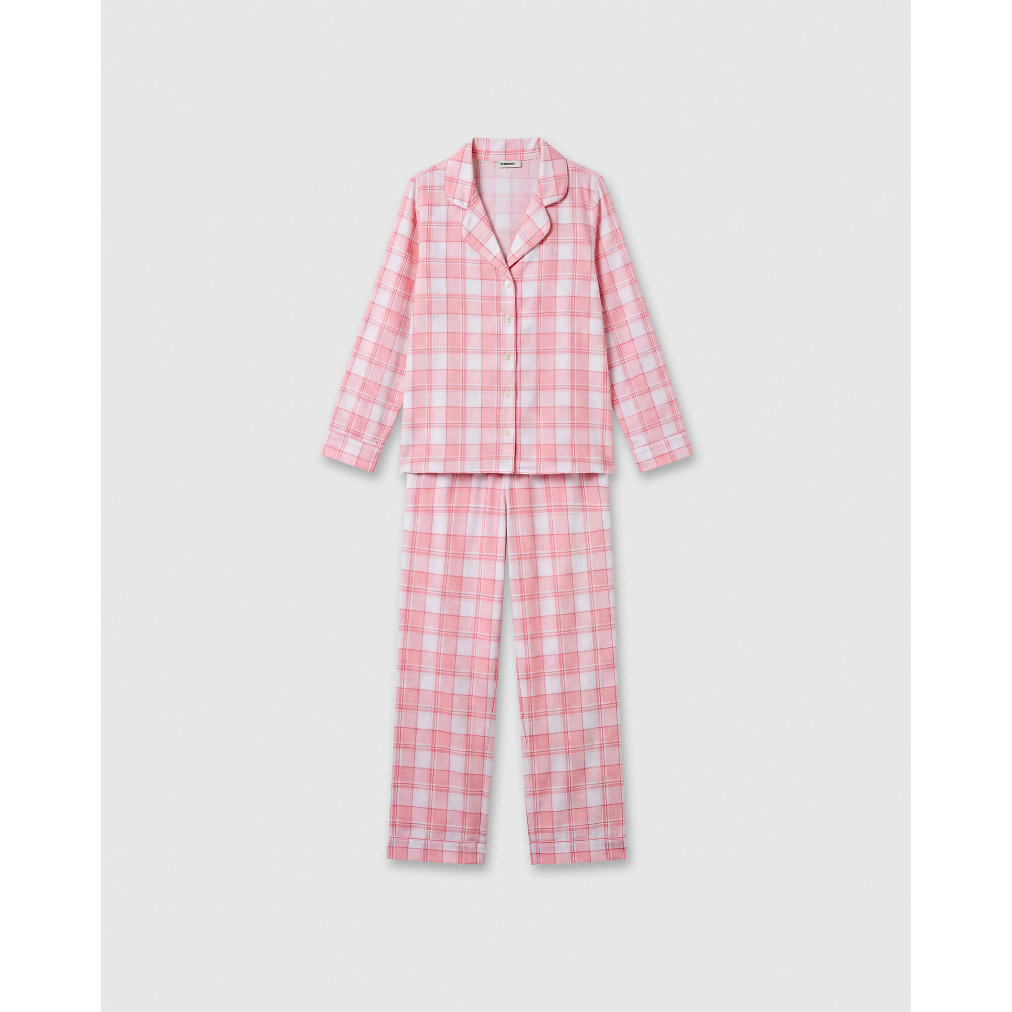 Pijama largo camisero algodón cuadro moni rosa