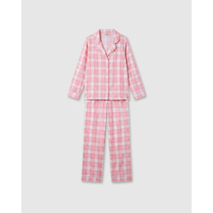 Pijama largo camisero algodón cuadro moni rosa