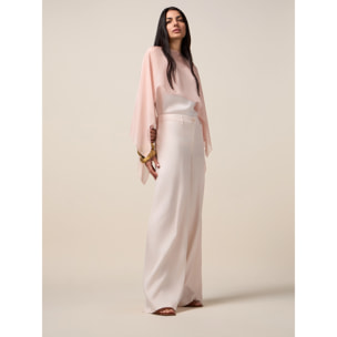 Oltre - Pantalones palazzo de satén - Rosa