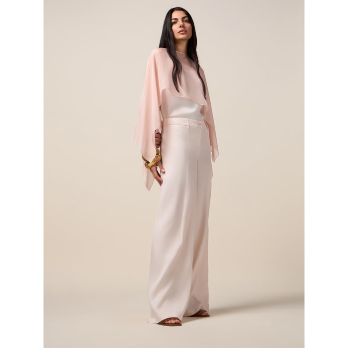 Oltre - Pantalones palazzo de satén - Rosa