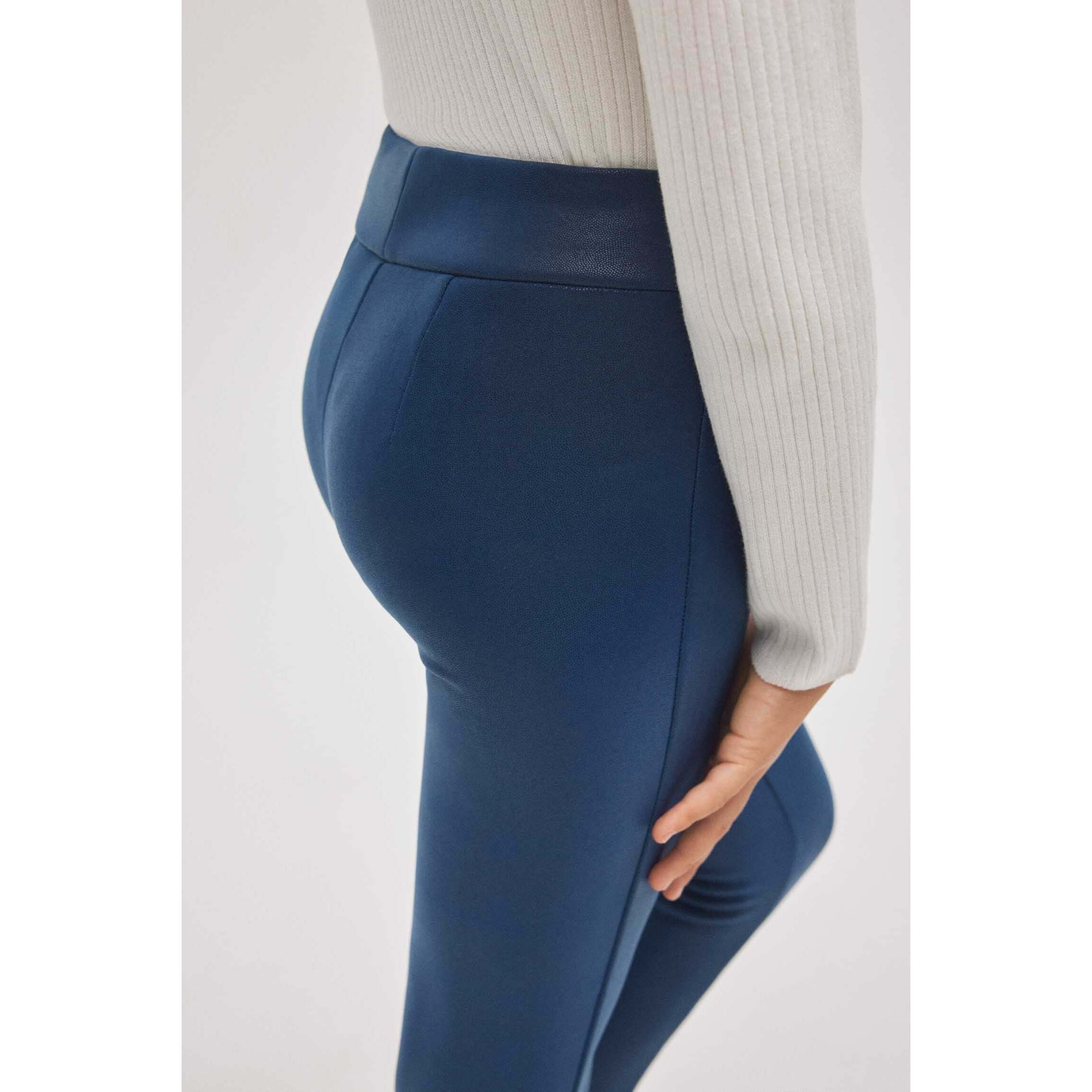 Leggings termici effetto pelle blu navy per bambine