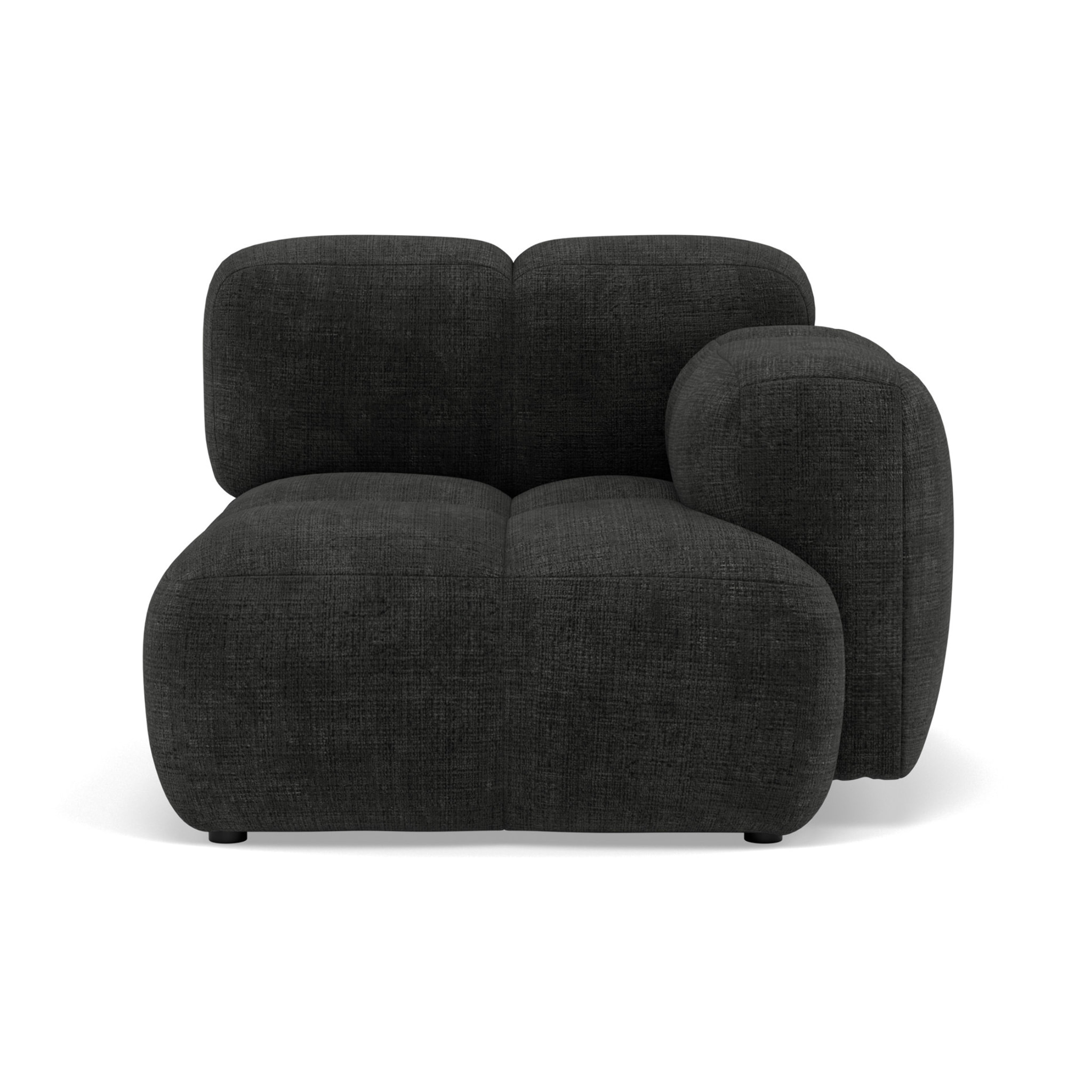 Grace - module d'assise droit en velours texturé - Gris Anthracite