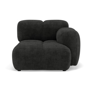 Grace - module d'assise droit en velours texturé - Gris Anthracite