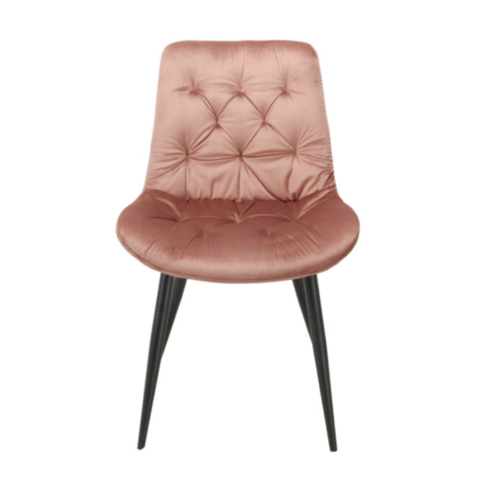 Chaise design en velours capitonné pieds métal noir - ANNA