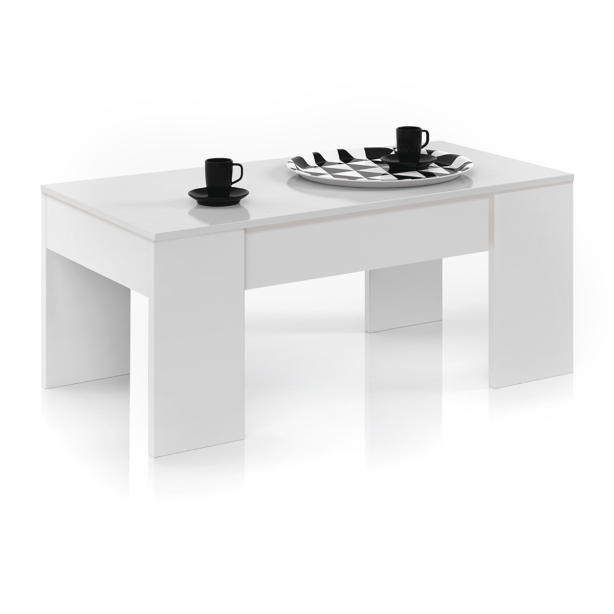 Mesa De Centro Elevable Flow 45x100x50 Cm Blanco Artik