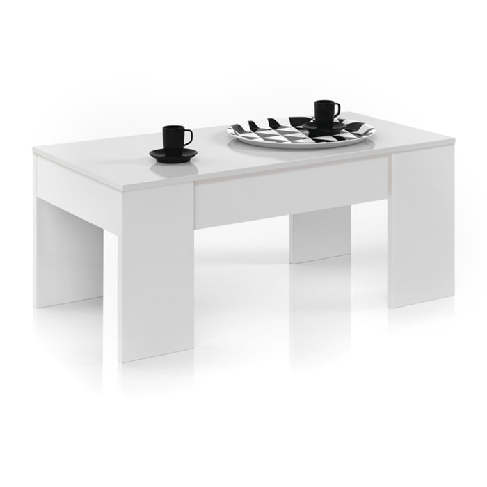Mesa De Centro Elevable Flow 45x100x50 Cm Blanco Artik