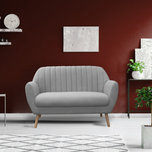 Canape 2 Places Sofia Tissu Gris M1