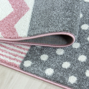 KIDS - Tapis enfant rond à motif rose - KID0620ROS