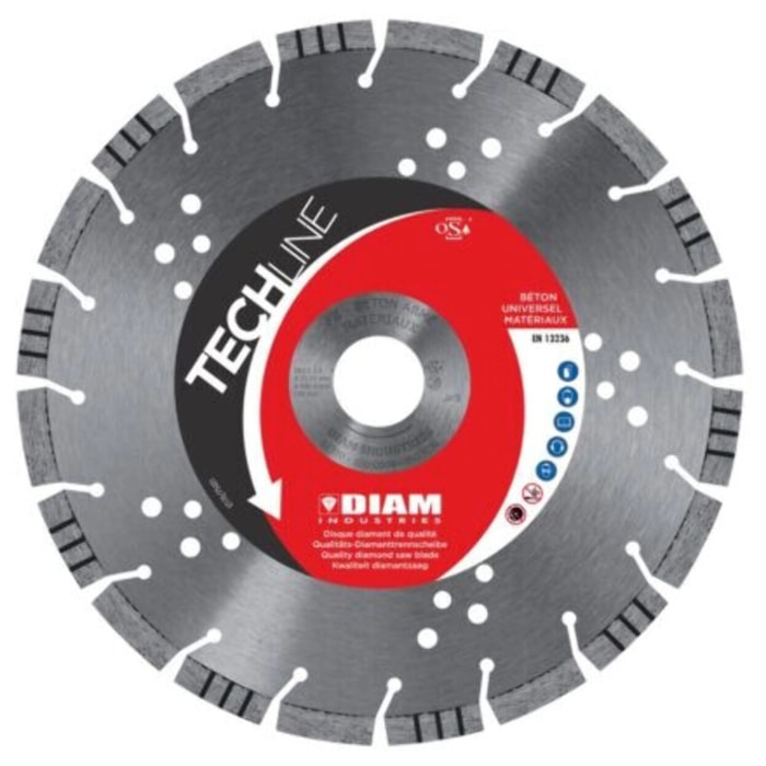 Disque diamant pour béton multi matériaux diam 230x22,23 - DIAM INDUSTRIES - FX230/22