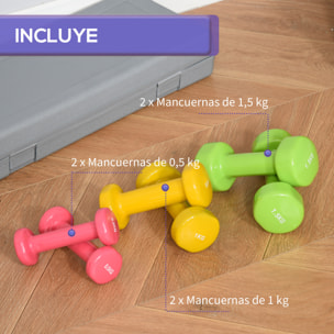 Juego de 6 Mancuernas Hexagonales 3 Pares 1,5 kg 1 kg 0,5 kg para Ejercicio Casa
