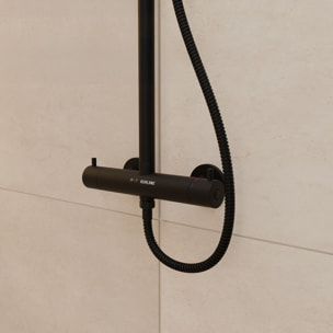 Colonne de douche Thermostatique finition Noire Mate - 133x28x52 cm - MOLLY BLACK