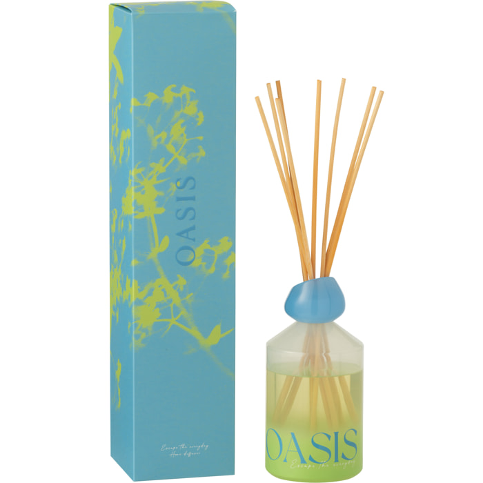 J-Line Bâtonnets parfumés Oasis Solvant - Spring Ivy & Nerolia - verre - bleu/vert - large