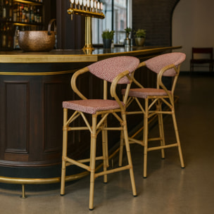 Lot de 2 fauteuils de bar en textilène rouge AMALFI