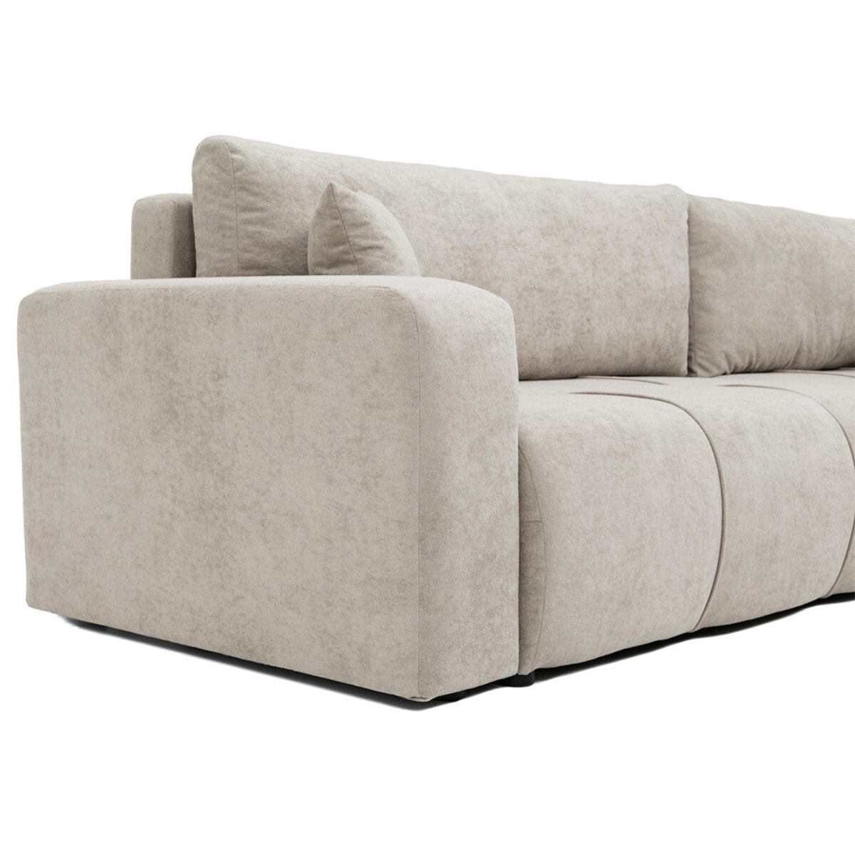 Nicole - Canapé d'angle réversible 5 places convertible avec coffre en tissu - Taupe