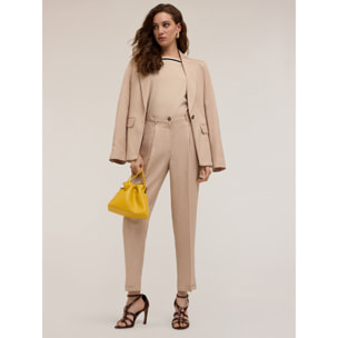 Motivi - Pantalones regular de lino viscosa - Beige