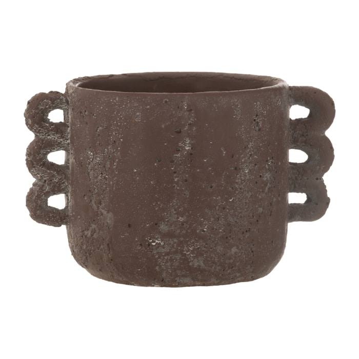 J-Line cache-pot Celia - céramique - marron - small - 2 pièces - Ø 21 cm