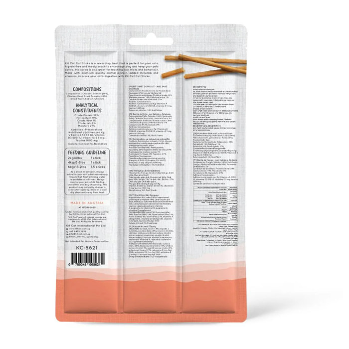 Kit Cat Cat Stick - Chicken & Salmon 15 g Snack semihúmedo para gatos