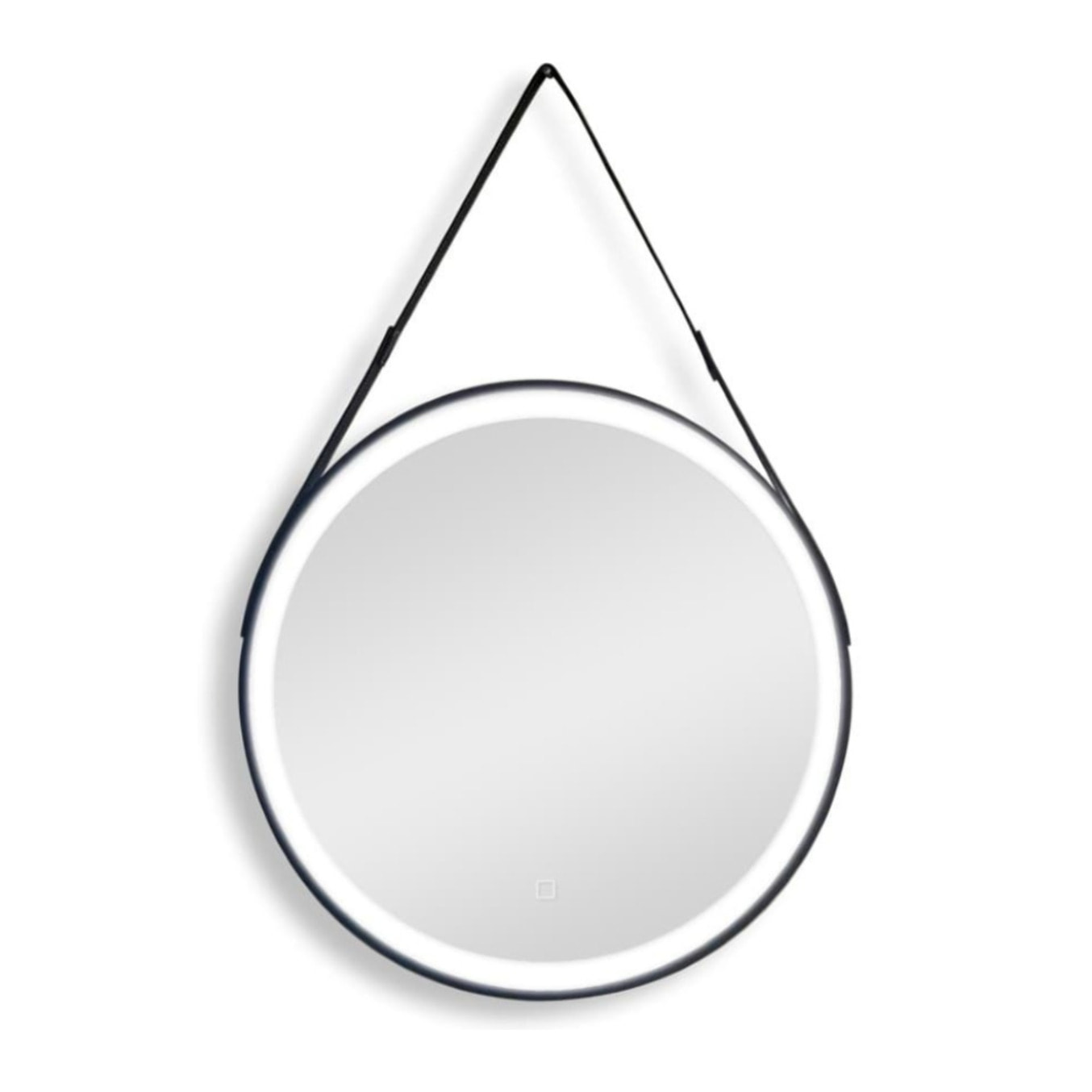 60x60 cm miroir suspendu rond avec éclairage LED et capteur, cadre en métal, noir (SATZREMLED60CE)