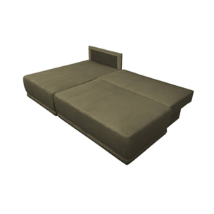 Banquette canapé d'angle gauche convertible 3 places velours côtelé avec coffre NELSON