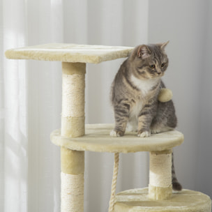 árbol Rascador para Gatos de Melamina 75x40x112cm Beige
